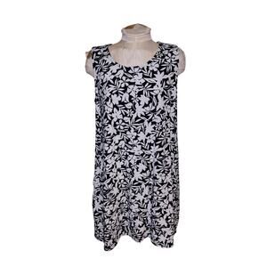 Womens‎ Lands End Black & White Floral Swim Cover Up Sleeveless Size XL